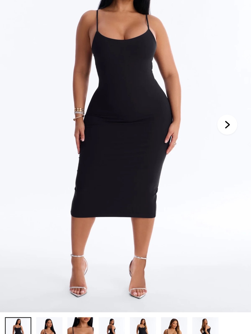 Fashion Nova Black V-Neck Slip Midi Dress